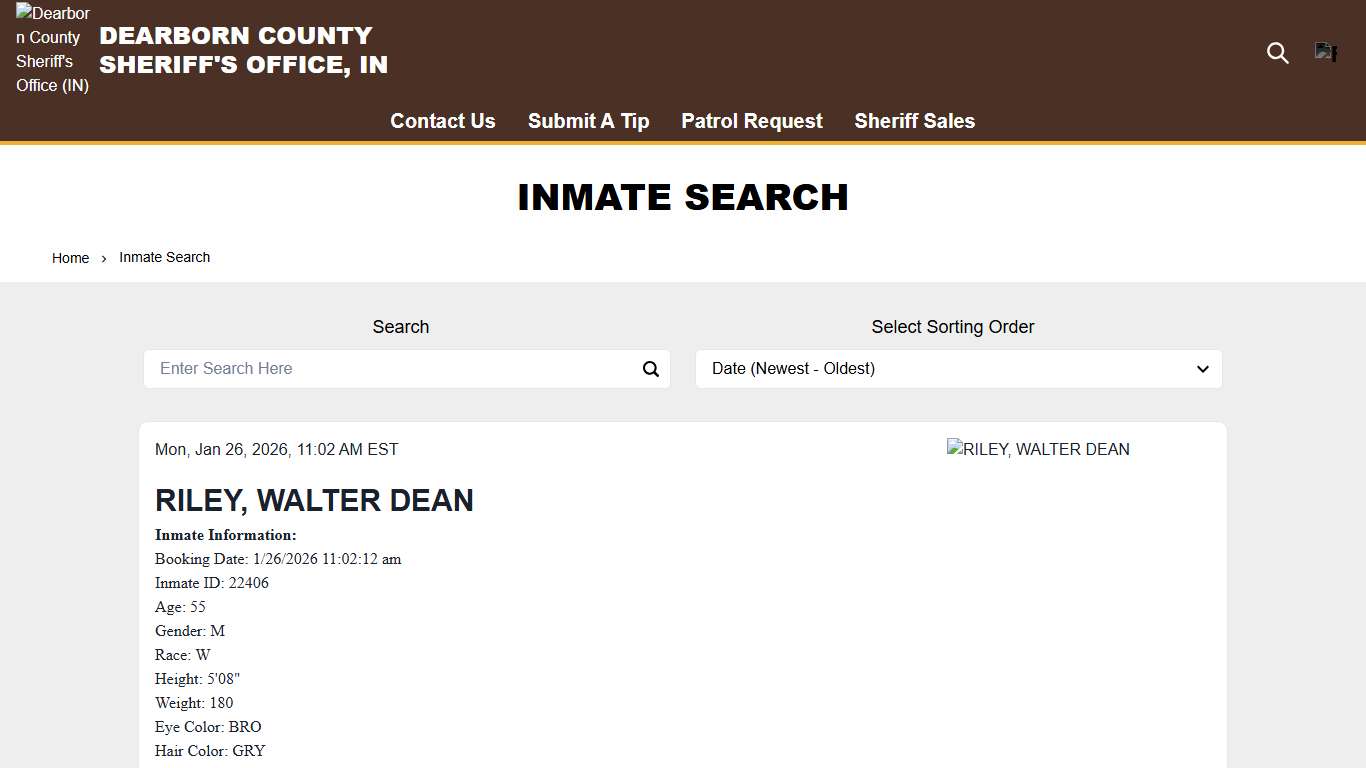 Inmate Search Dearborn County Sheriff's Office (IN)